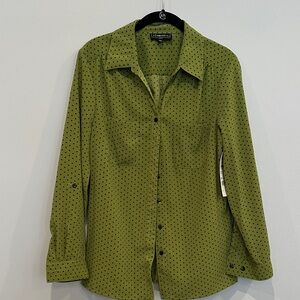 Elementz Olive Polka Dot Button-Down Shirt NWT